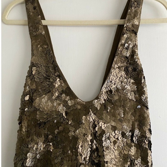 NWT $270 French Connection Sleeveless Bronze Sequin Cocktail Mini Dress Size 10 - Picture 4 of 7